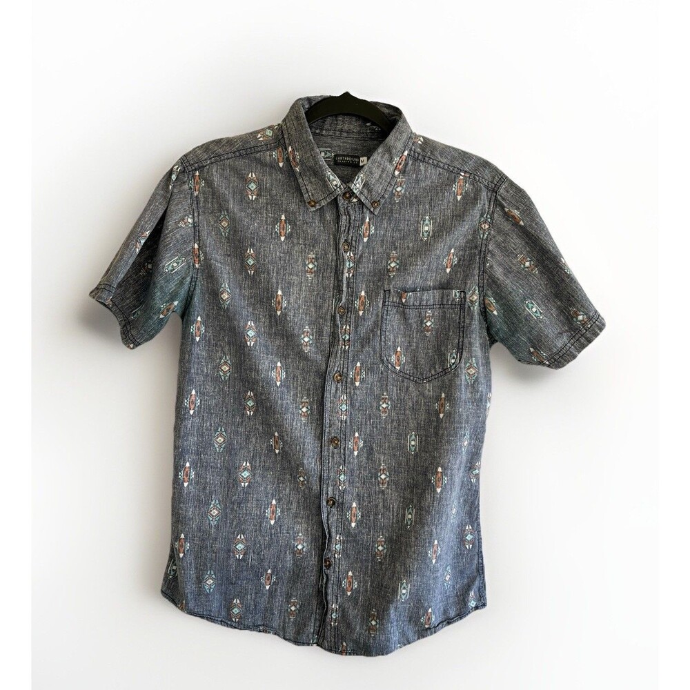 Earthbound Trading Co. Mens Medium Native  Aztec Southwest Button Up